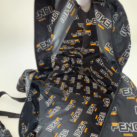FENDI Backpack Nylon Black black Backpack Backpack Eco Bag Phila Collaboration Foldable Women Used Authentic