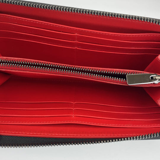 Christian Louboutin Long Wallet Purse leather black Zip Around Long Wallet Purse Panettone Spike studs mens Used Authentic
