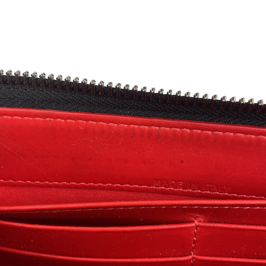 Christian Louboutin Long Wallet Purse leather black Zip Around Long Wallet Purse Panettone Spike studs mens Used Authentic