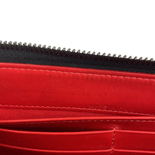 Christian Louboutin Long Wallet Purse leather black Zip Around Long Wallet Purse Panettone Spike studs mens Used Authentic
