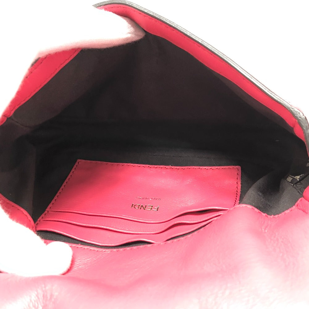 FENDI Shoulder Bag 8BS017 lambskin pink FF baguette small