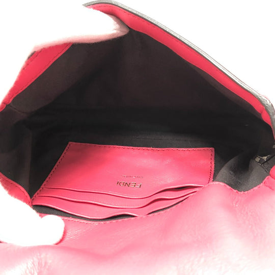 FENDI Shoulder Bag 8BS017 lambskin pink FF baguette small