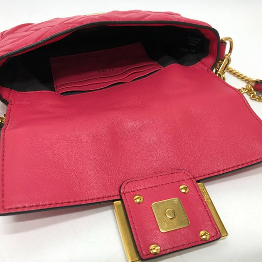 FENDI Shoulder Bag 8BS017 lambskin pink FF baguette small