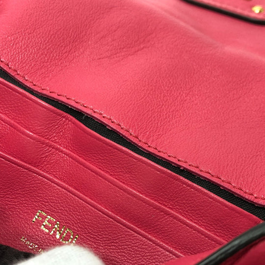 FENDI Shoulder Bag 8BS017 lambskin pink FF baguette small
