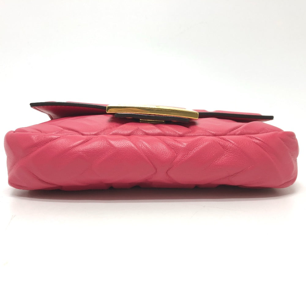 FENDI Shoulder Bag 8BS017 lambskin pink FF baguette small