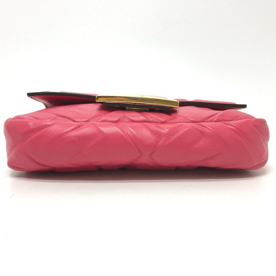 FENDI Shoulder Bag 8BS017 lambskin pink FF baguette small