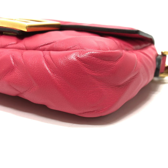 FENDI Shoulder Bag 8BS017 lambskin pink FF baguette small