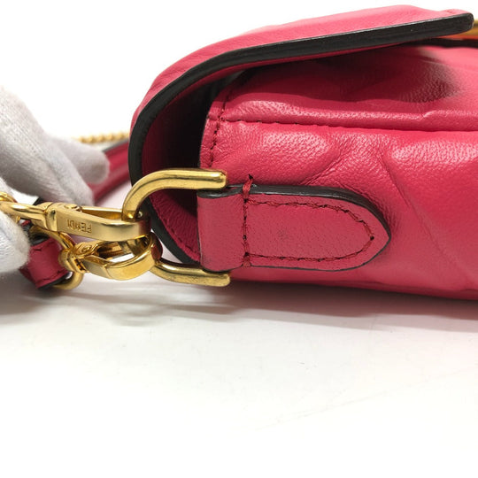 FENDI Shoulder Bag 8BS017 lambskin pink FF baguette small