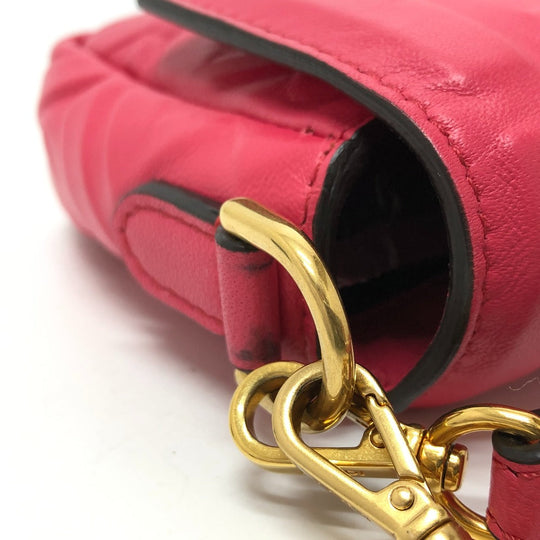 FENDI Shoulder Bag 8BS017 lambskin pink FF baguette small