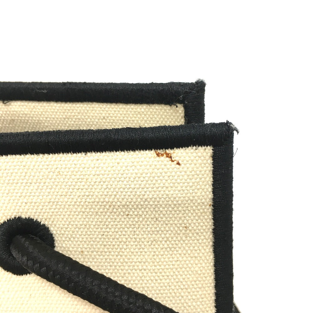 FENDI Tote Bag 8BH379 canvas Beige x black logo rome shopper Women Used Authentic