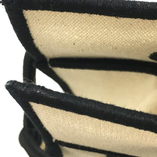 FENDI Tote Bag 8BH379 canvas Beige x black logo rome shopper Women Used Authentic
