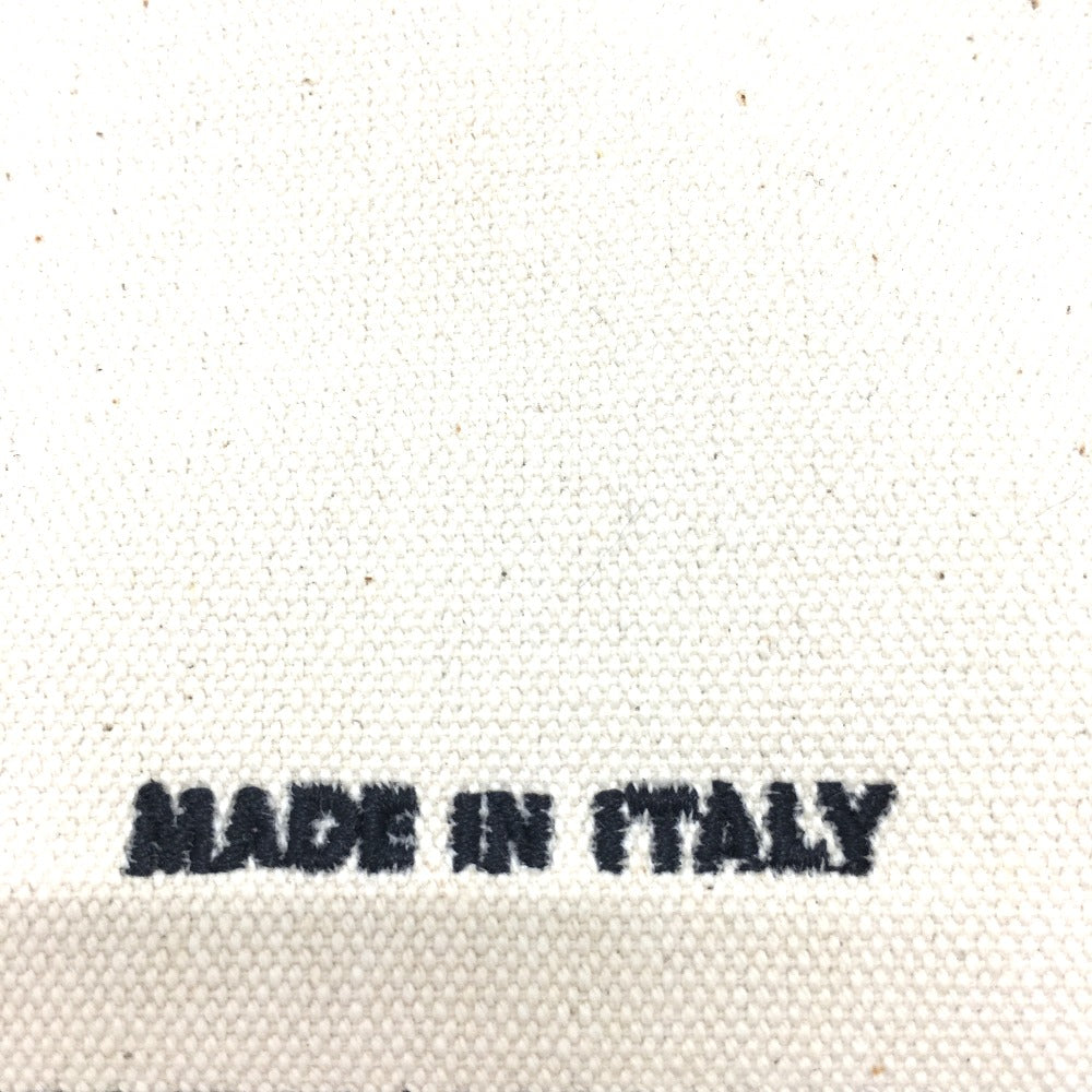 FENDI Tote Bag 8BH379 canvas Beige x black logo rome shopper Women Used Authentic