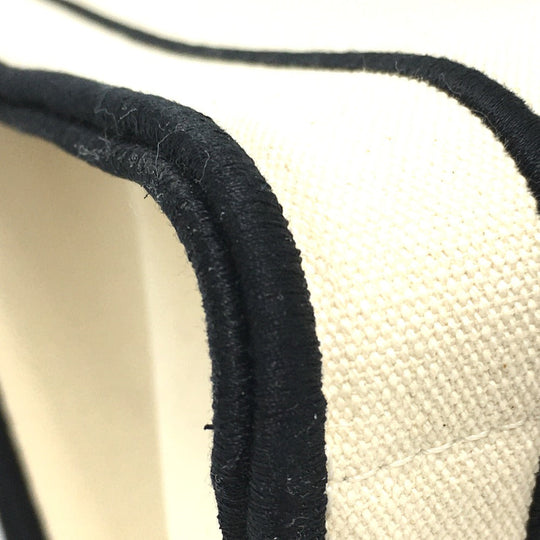 FENDI Tote Bag 8BH379 canvas Beige x black logo rome shopper Women Used Authentic
