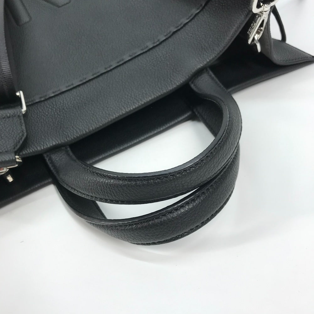 FENDI Tote Bag 7VA583 leather black shoulder bag shopper medium mens Used Authentic