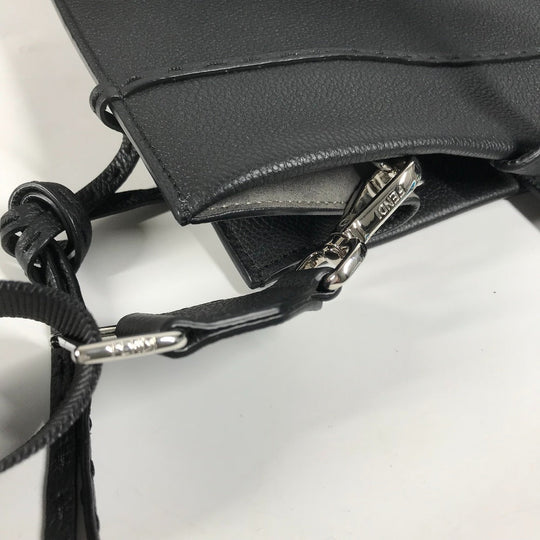 FENDI Tote Bag 7VA583 leather black shoulder bag shopper medium mens Used Authentic