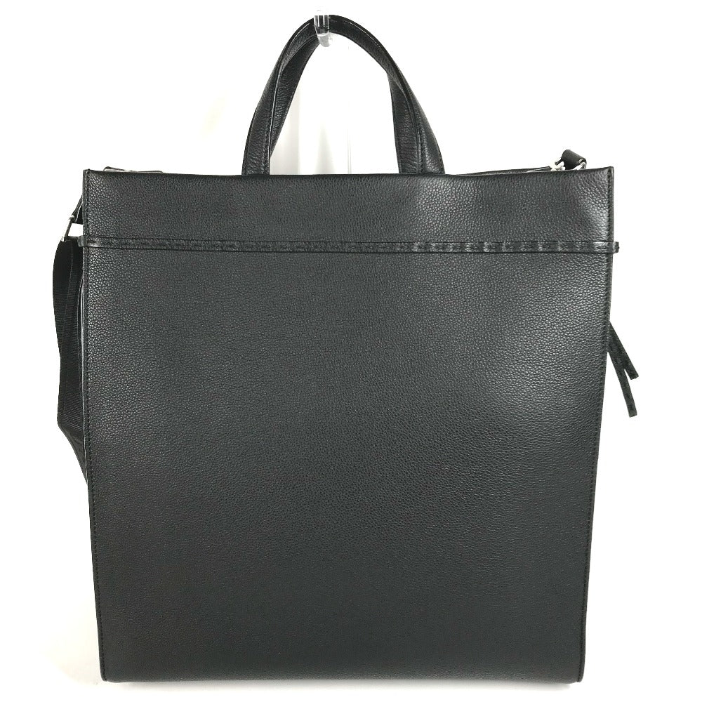 FENDI Tote Bag 7VA583 leather black shoulder bag shopper medium mens Used Authentic