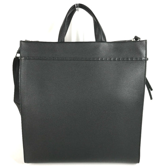 FENDI Tote Bag 7VA583 leather black shoulder bag shopper medium mens Used Authentic