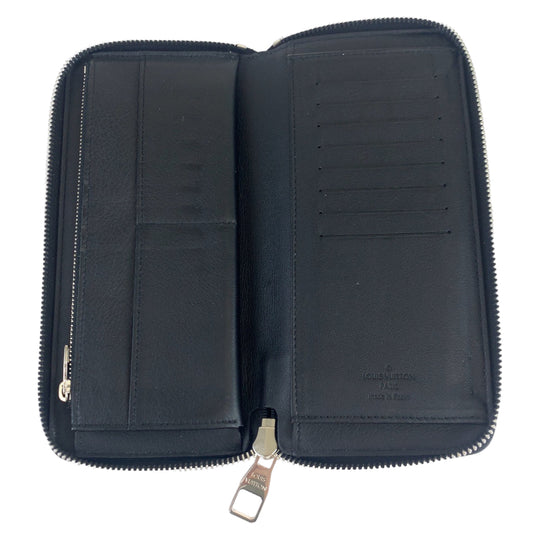 LOUIS VUITTON Long Wallet Purse M58804 leather Black Noir Long Wallet Purse Zip Around Taurillon Clemence Leather Zippy Wallet Vertical mens Used Authentic