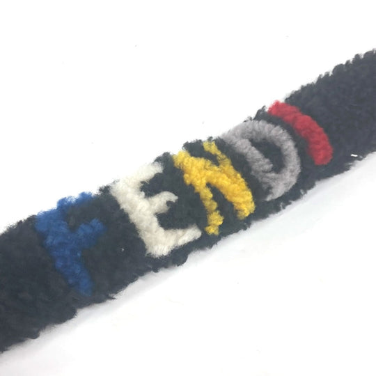 FENDI strap 7AR518 Fur, Leather black logo Sunglasses Cords Glasses Straps Women Used Authentic