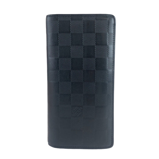 LOUIS VUITTON Long Wallet Purse ‚l63318 leather Black SilverMetal Long Wallet Purse Damier Anfini Portefeuille Braza mens Used Authentic