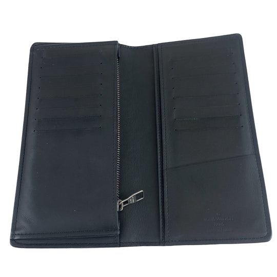 LOUIS VUITTON Long Wallet Purse ‚l63318 leather Black SilverMetal Long Wallet Purse Damier Anfini Portefeuille Braza mens Used Authentic