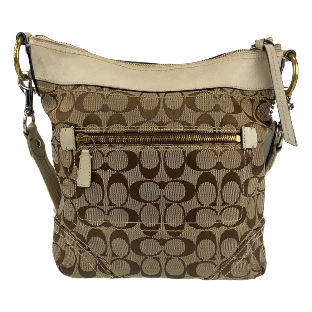 COACH Shoulder Bag canvas beige Signature