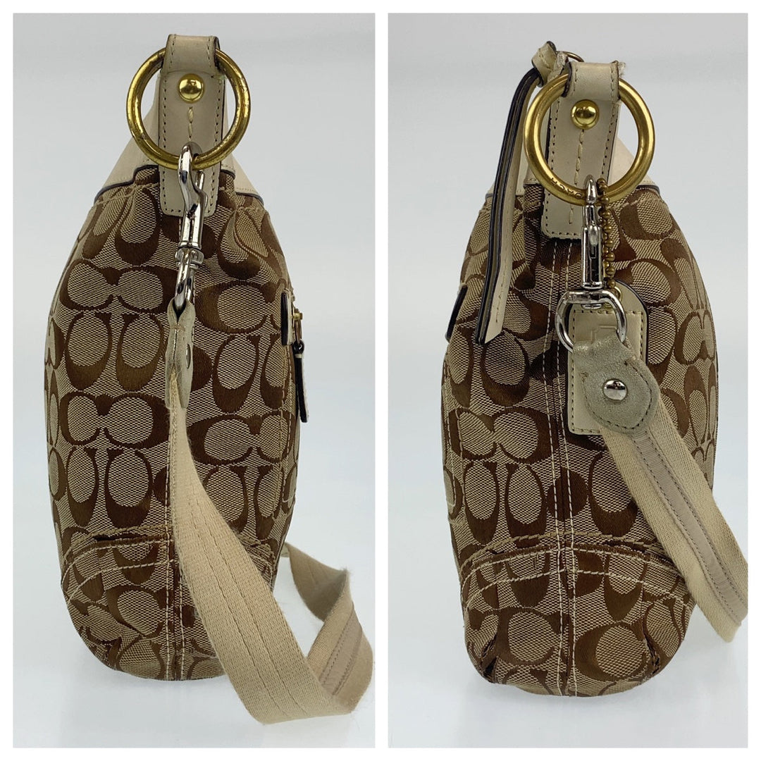COACH Shoulder Bag canvas beige Signature