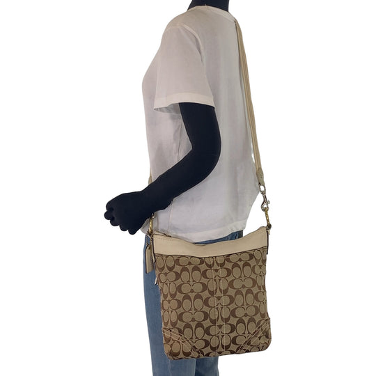 COACH Shoulder Bag canvas beige Signature