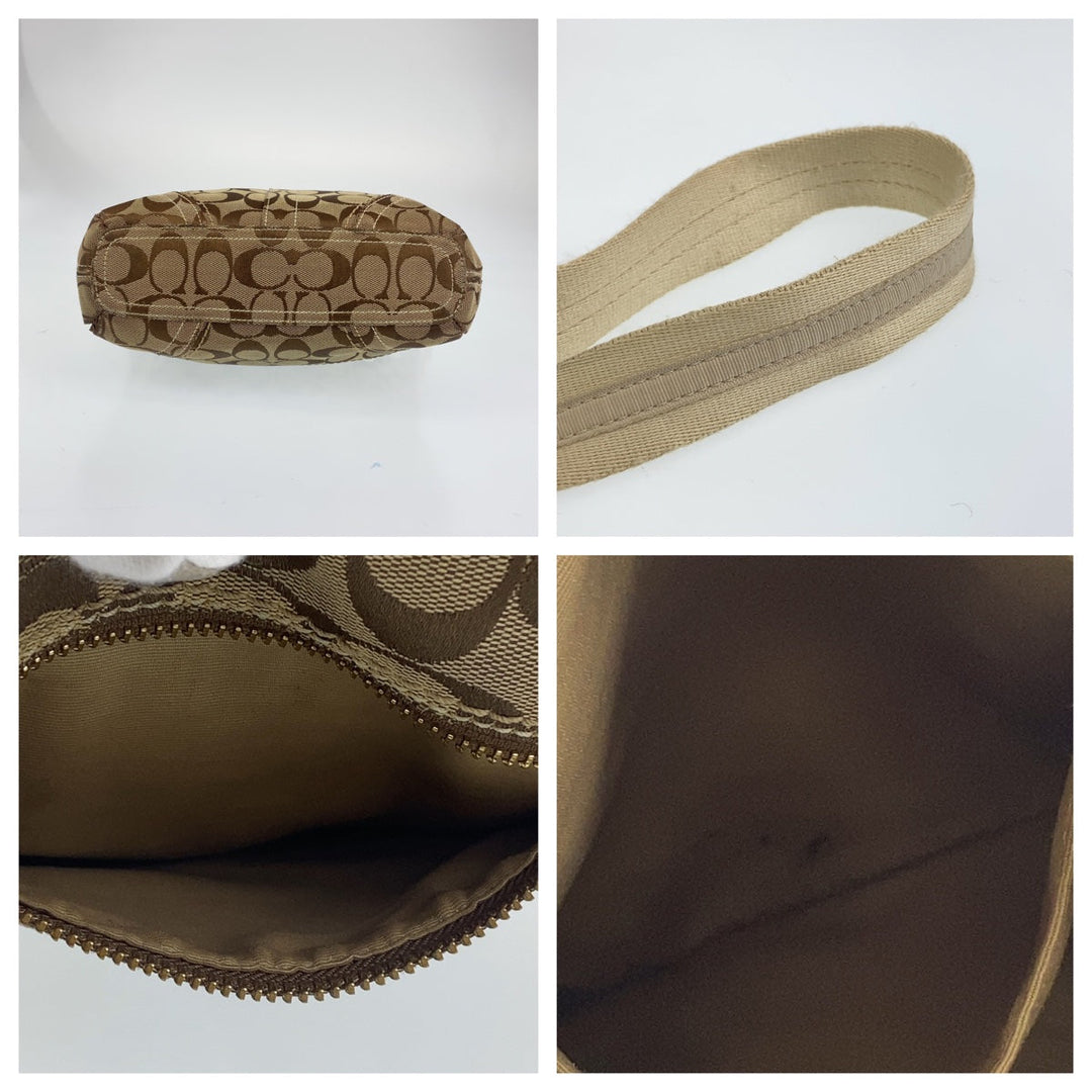 COACH Shoulder Bag canvas beige Signature