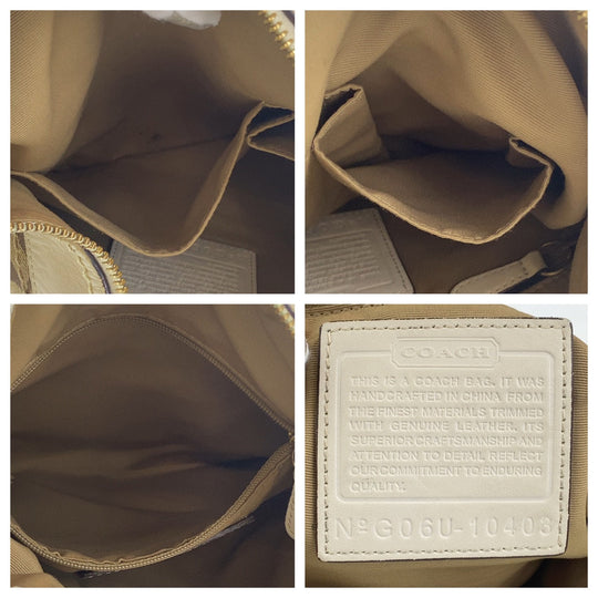 COACH Shoulder Bag canvas beige Signature