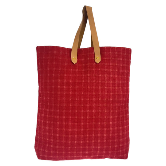 HERMES Tote Bag Canvas, Leather Red camel Tote Bag Handbag A4 compatible Amedaba GM Women Used Authentic