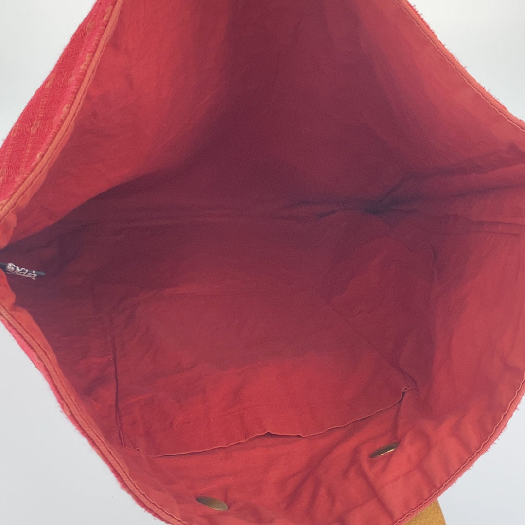 HERMES Tote Bag Canvas, Leather Red camel Tote Bag Handbag A4 compatible Amedaba GM Women Used Authentic