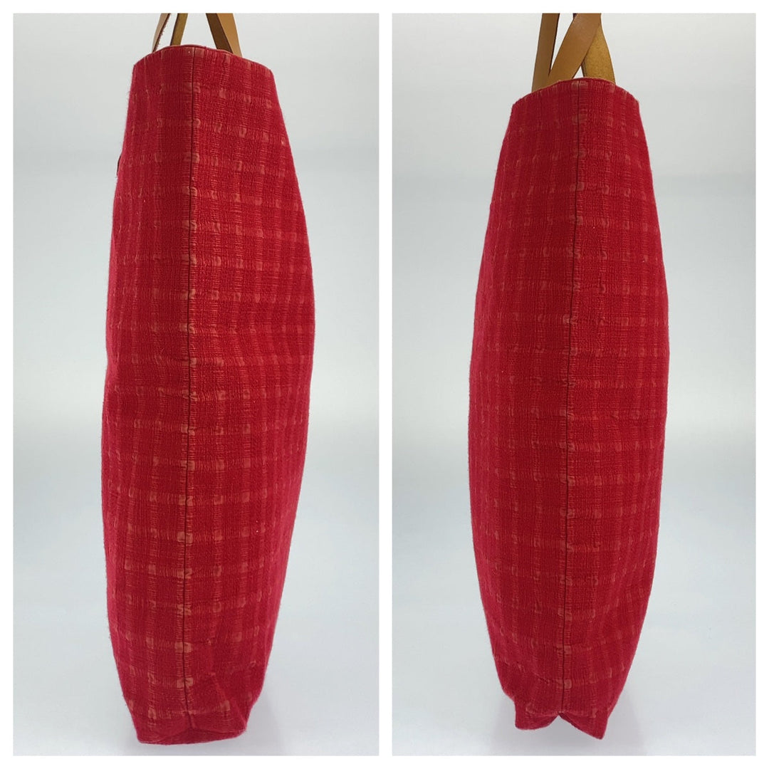 HERMES Tote Bag Canvas, Leather Red camel Tote Bag Handbag A4 compatible Amedaba GM Women Used Authentic