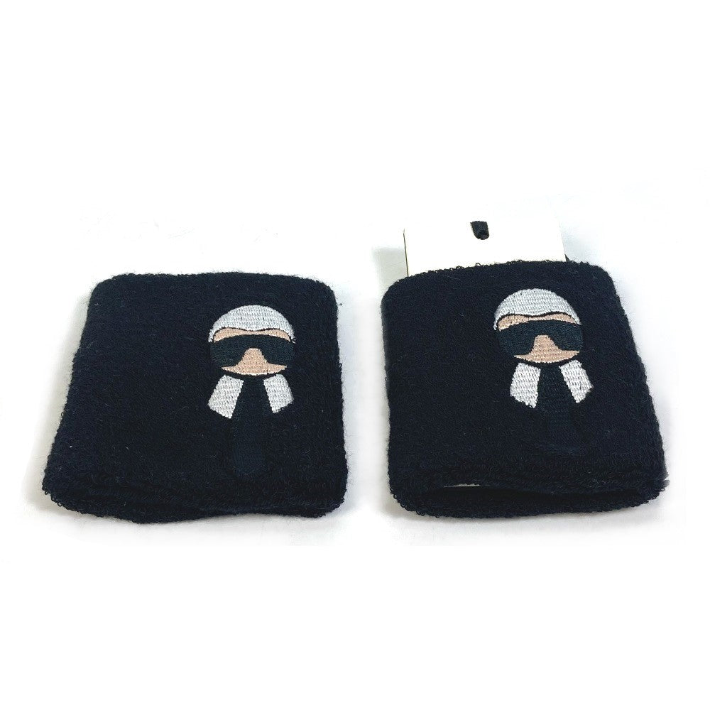 FENDI Wristband FAD015 cotton black pair Karl Lagerfeld unisex(Unisex) Used Authentic