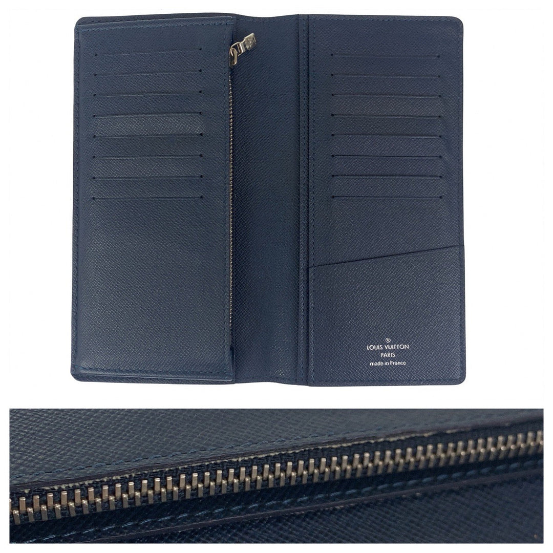 LOUIS VUITTON Long Wallet Purse M30501 Taiga Navy Midnight Long Wallet Purse Long wallet billfold Taiga Portefeuille Blaza mens Used Authentic