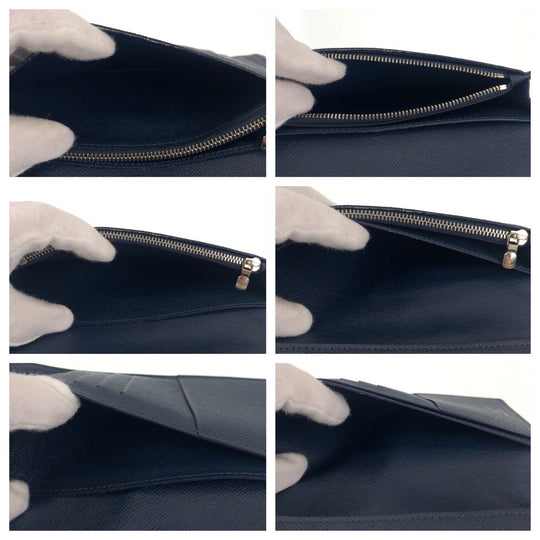 LOUIS VUITTON Long Wallet Purse M30501 Taiga Navy Midnight Long Wallet Purse Long wallet billfold Taiga Portefeuille Blaza mens Used Authentic