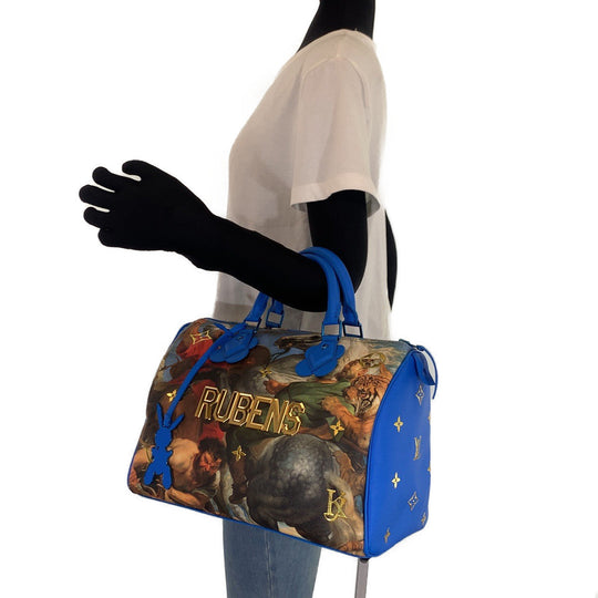 LOUIS VUITTON Boston Duffel bag PVC Blue blue Handbags Mini Boston Duffel bag Masters collection Speedy 30 Rubens Jeff Koons Women Used Authentic