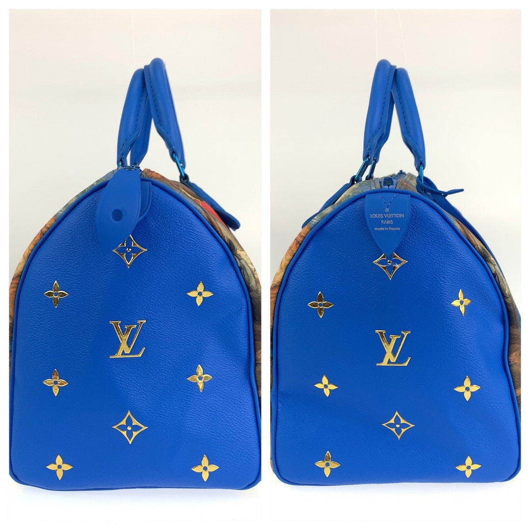 LOUIS VUITTON Boston Duffel bag PVC Blue blue Handbags Mini Boston Duffel bag Masters collection Speedy 30 Rubens Jeff Koons Women Used Authentic