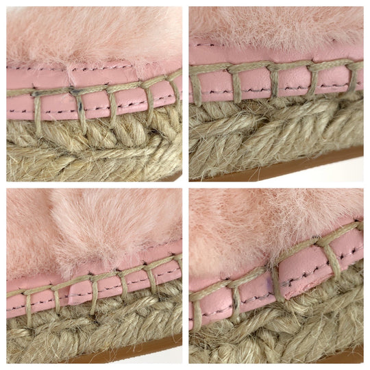 LOUIS VUITTON Slip-on 1A51OI Fake fur Pink white Slip-on espadrilles Seashore Line Women 35 Used Authentic