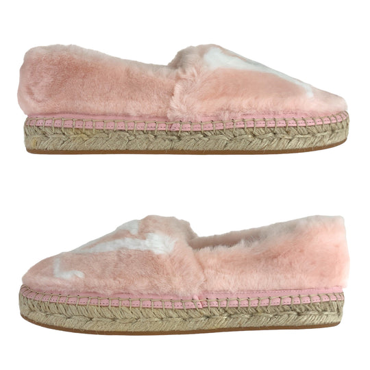 LOUIS VUITTON Slip-on 1A51OI Fake fur Pink white Slip-on espadrilles Seashore Line Women 35 Used Authentic