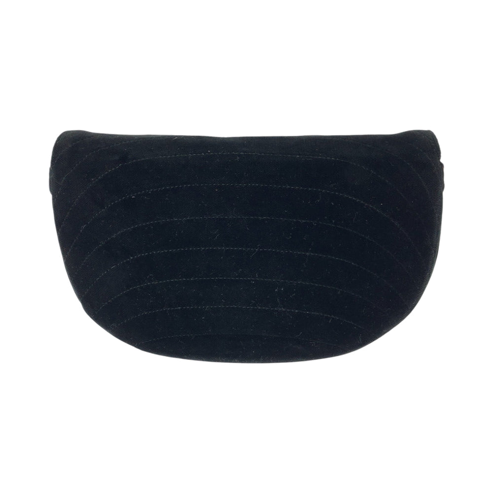 CHANEL Shoulder Bag Velor Black GoldMetal ChainShoulder Bag Pochette Border stitch Half Moon COCO Mark Women Used Authentic