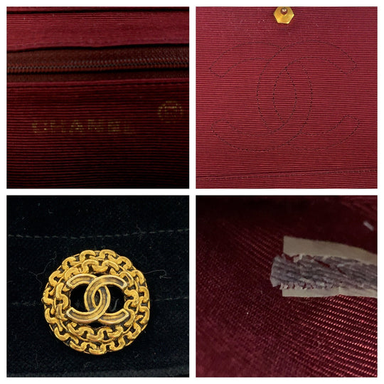 CHANEL Shoulder Bag Velor Black GoldMetal ChainShoulder Bag Pochette Border stitch Half Moon COCO Mark Women Used Authentic