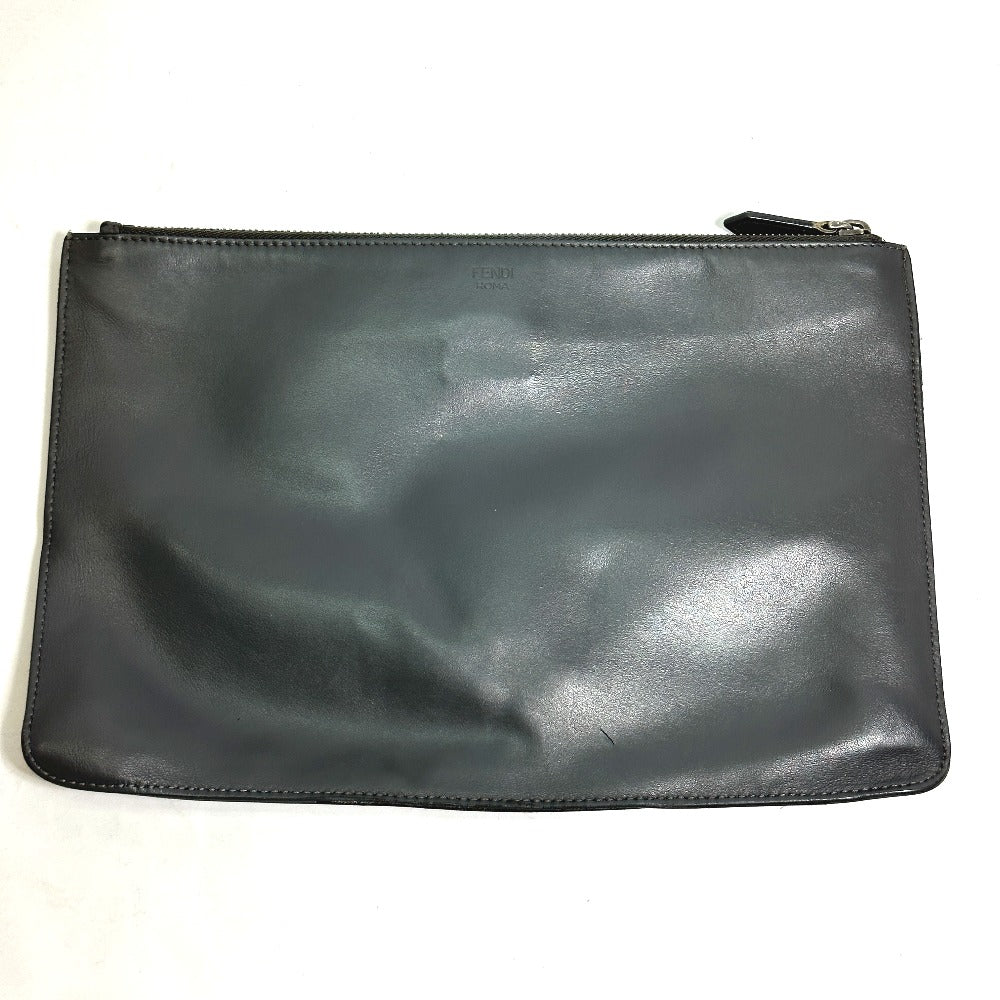 FENDI Clutch bag 7N0078 leather gray Pouch Monster Bugs