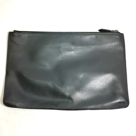 FENDI Clutch bag 7N0078 leather gray Pouch Monster Bugs