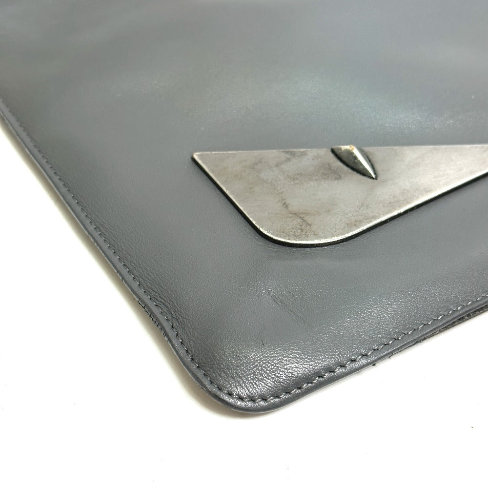 FENDI Clutch bag 7N0078 leather gray Pouch Monster Bugs