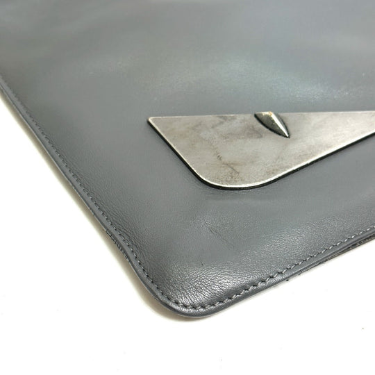 FENDI Clutch bag 7N0078 leather gray Pouch Monster Bugs