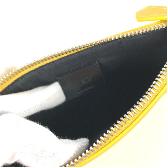 FENDI Clutch bag 7N0114 leather yellow logo Women Used Authentic