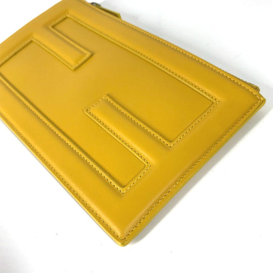 FENDI Clutch bag 7N0114 leather yellow logo Women Used Authentic