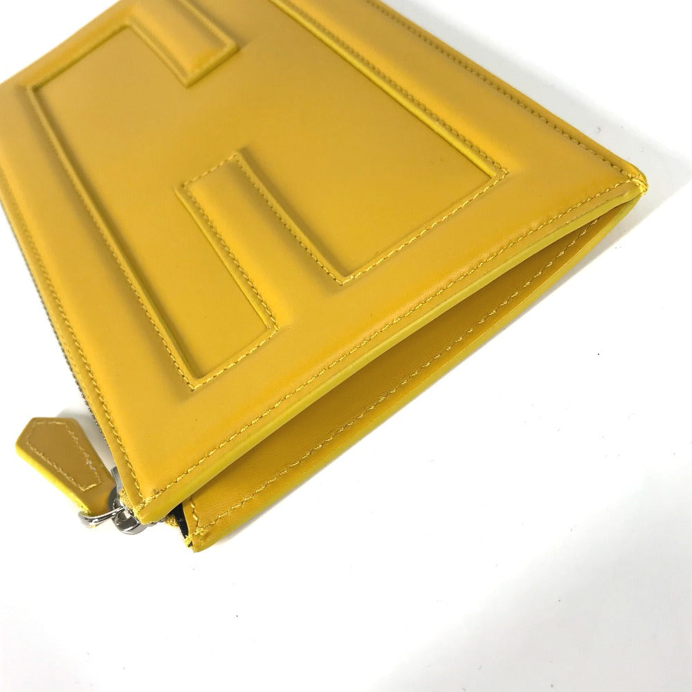FENDI Clutch bag 7N0114 leather yellow logo Women Used Authentic