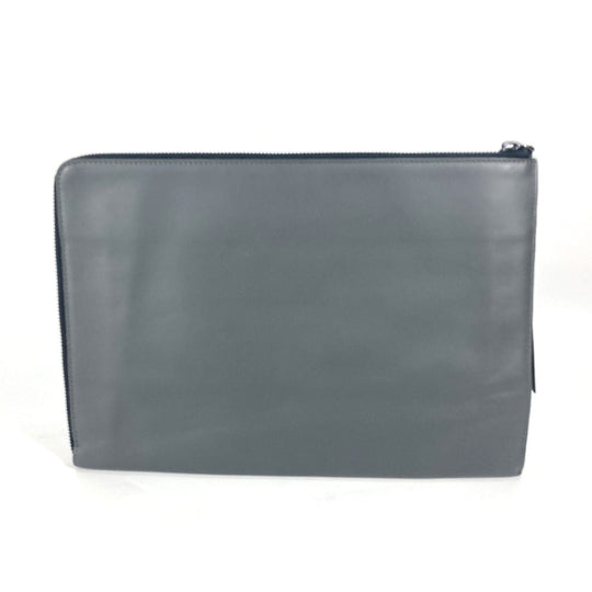FENDI Clutch bag 7M0237 leather gray Zip mens Used Authentic